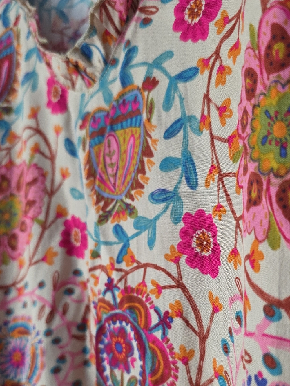 NWOT NATURAL LIFE Pink Beige Floral Embroidered V-Neck Boho Blouse M - Picture 6 of 8